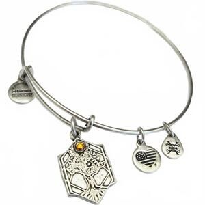 Alex and Ani Tree of Life Charm Expandable Bangle Bracelet 2017 Silver Tone